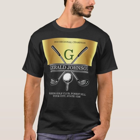 Elegant Custom Golf Monogram Design T-shirt (Voorkant)