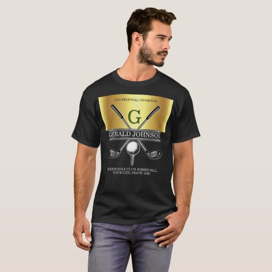 Elegant Custom Golf Monogram Design T-shirt (Voorkant volledig)