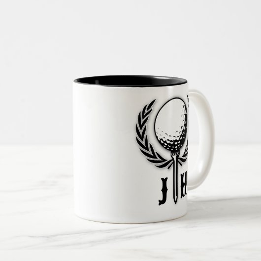 Elegant Custom Golf Monogram Design Tweekleurige Koffiemok (Voorkant rechts)
