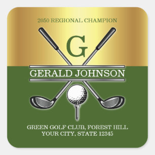 Elegant Custom Golf Monogram Vierkante Sticker
