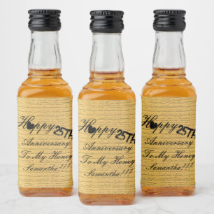 Elegant Custom Goud Zwart 25e Jubileum Likeurfles Etiket