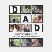 Elegant Custom Happy Fathers Dag 9 Foto Collage Fleece Deken (Voorkant)