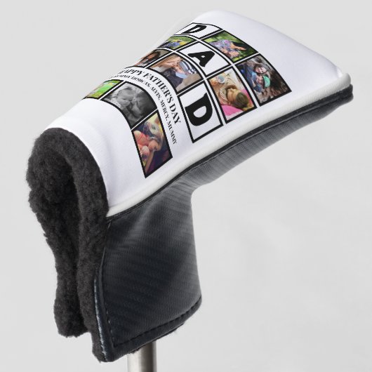 Elegant Custom Happy Fathers Dag 9 Foto Collage Golfheadcover (3/4 voorkant)