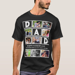 Elegant Custom Happy Fathers Dag 9 Foto Collage T-shirt