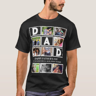 Elegant Custom Happy Fathers Dag 9 Foto Collage T-shirt