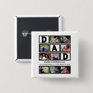 Elegant Custom Happy Fathers Dag 9 Foto Collage Vierkante Button 5,1 Cm