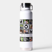 Elegant Custom Happy Mothers Dag 9 Foto Collage Waterfles (Achterkant)