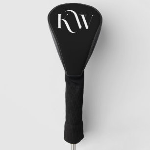 Elegant Custom Initialen Zwart-wit Golfheadcover
