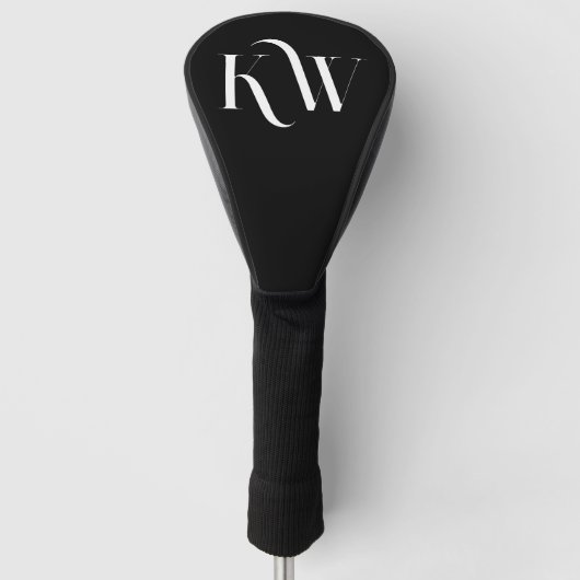 Elegant Custom Initialen Zwart-wit Golfheadcover (Voorkant)