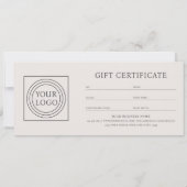 Elegant Custom Logo Gift Certificate Off-white (Achterkant)