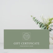 Elegant Custom Logo Green Gift Certificate Voucher (Staand voorkant)