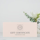 Elegant Custom Logo Pink Gift Certificate Voucher (Staand voorkant)