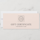Elegant Custom Logo Pink Gift Certificate Voucher (Voorkant)