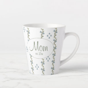 Elegant Custom "Mam, Est. 20xx" Eenvoudige Bloemen Latte Mok