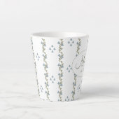 Elegant Custom "Mam, Est. 20xx" Eenvoudige Bloemen Latte Mok (Voorkant)