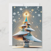 Elegant Custom Modern 3D Tree Christmas Feestdagenkaart (Voorkant)
