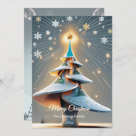 Elegant Custom Modern 3D Tree Christmas Feestdagenkaart (Voorkant / Achterkant)