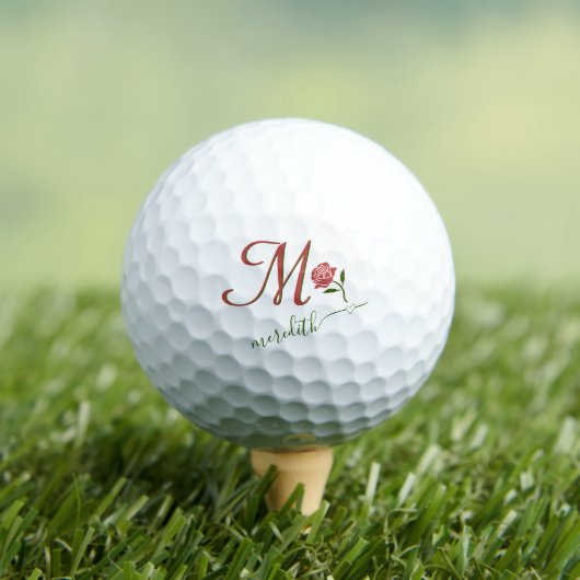 Elegant Custom Monogram Floral Heart Name Golfballen (Insitu Shirt)