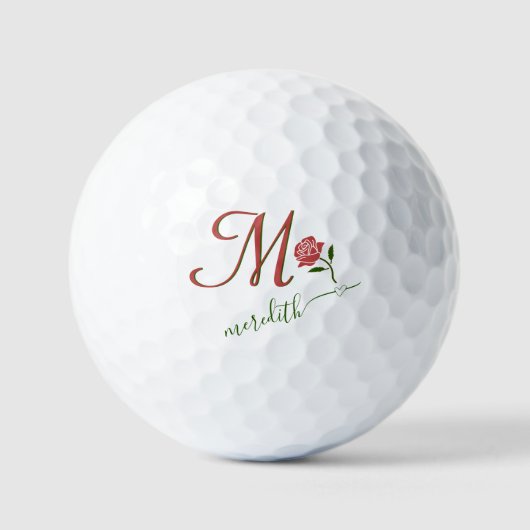 Elegant Custom Monogram Floral Heart Name Golfballen (Voorkant)