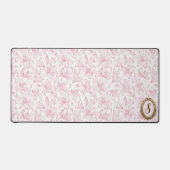 Elegant Custom Monogram I Roos Gouden Lelie Bloeme Bureaumat (Voorkant)