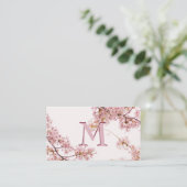 Elegant Custom Monogram Pink Visitekaartje (Staand voorkant)