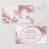 Elegant Custom Monogram Pink Visitekaartje (Voorkant / Achterkant)