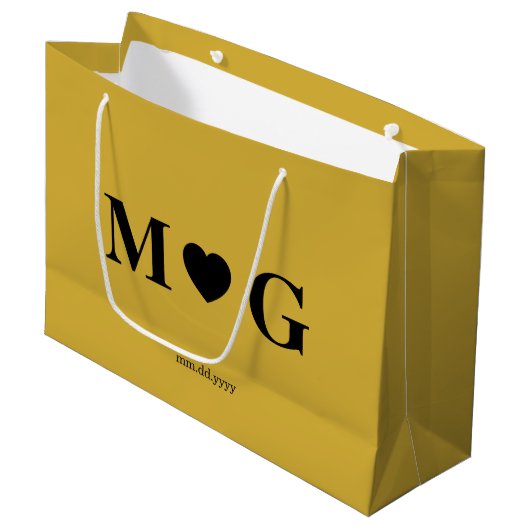 Elegant Custom Monogrammed Gift Bag for Couples Groot Cadeauzakje (Voorkant Gekanteld)