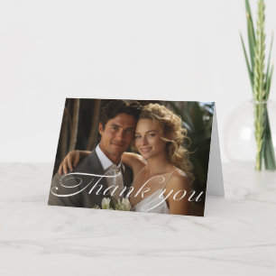 Elegant Custom Monstera Leaf Bruiloft Bedankkaart