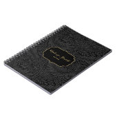 Elegant Custom Name Black Floral Pattern Notitieboek (Linkerzijde)