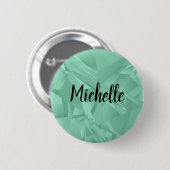 Elegant Custom Name Label Moderne Blauwgroen Sjabl Ronde Button 5,7 Cm (Voorkant /achterkant)