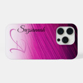 Elegant Custom Name Monogram Paarse Streaks iPhone Hoesje (Achterkant horizontaal)