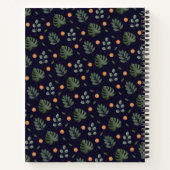 Elegant Custom Name Navy Botanical Notebook Notitieboek (Achterkant)