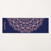 Elegant Custom Navy Blue en Roos Gold Mandala Yogamat (Voorkant (horizontaal))