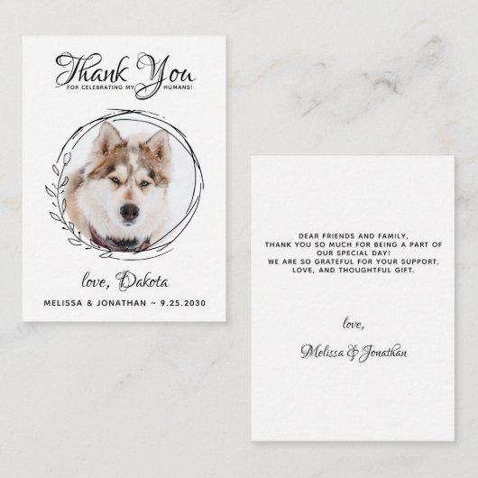 Elegant Custom Pet Photo Dog Weddenschap Hartelijk Notitiekaartje (Voorkant / Achterkant)