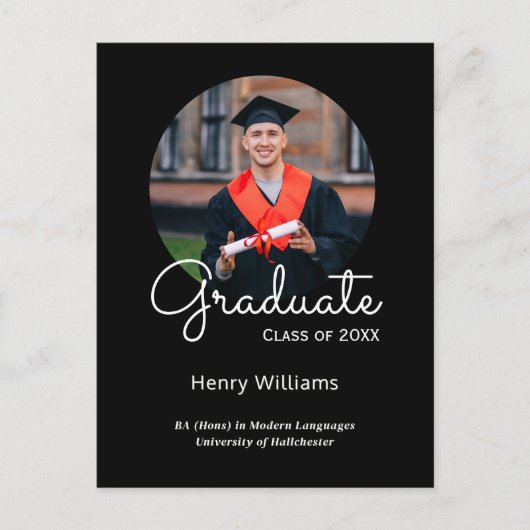 Elegant Custom Photo Afstuderen Aankondigingskaart (Voorkant)