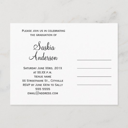 Elegant Custom Photo Afstuderen Uitnodiging Briefkaart (Achterkant)