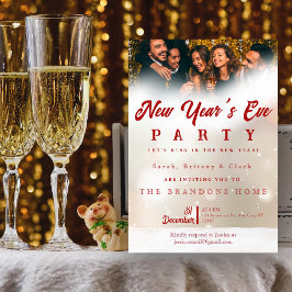 Elegant Custom Photo New Year’s Eve Party Kaart