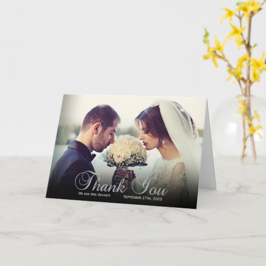 Elegant Custom Photo Weddenschap Hartelijk dank Kaart (Gele Bloem)