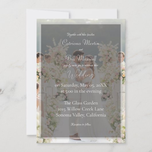 Elegant Custom Photo Wedding Invitation Kaart (Voorkant)