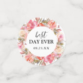 Elegant Custom Pink Floral Wedding Confetti (Kleine voorkant)