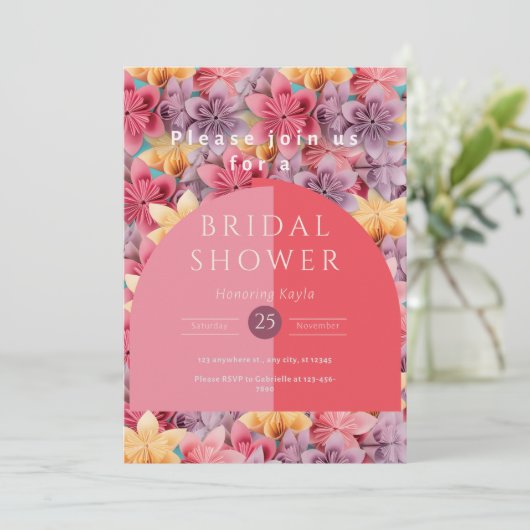 Elegant Custom Roze Bloemen Vrijgezellenfeest Kaart (Staand voorkant)