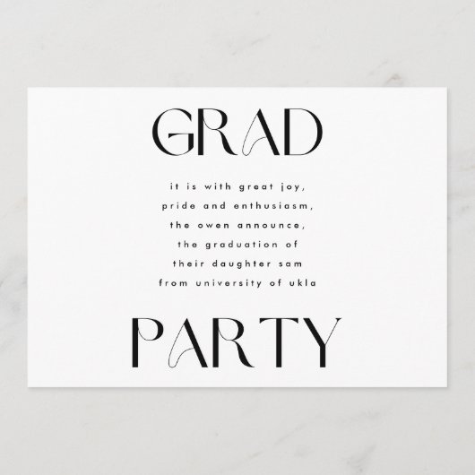 Elegant Custom Text Afstudeerder Photo Party Kaart (Achterkant)