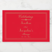 Elegant Custom Wedding Chic Red Gold Mini Sparkling Wijnetiket (Enkel label)