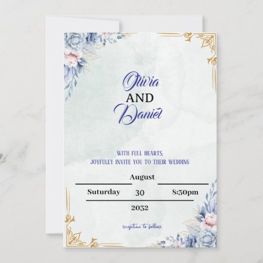 Elegant Custom Wedding Invitation  (Devant)