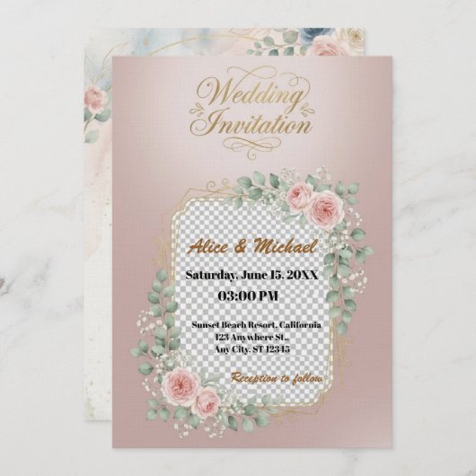 Elegant Custom Wedding Invitation – Minimalist (Devant / Derrière)