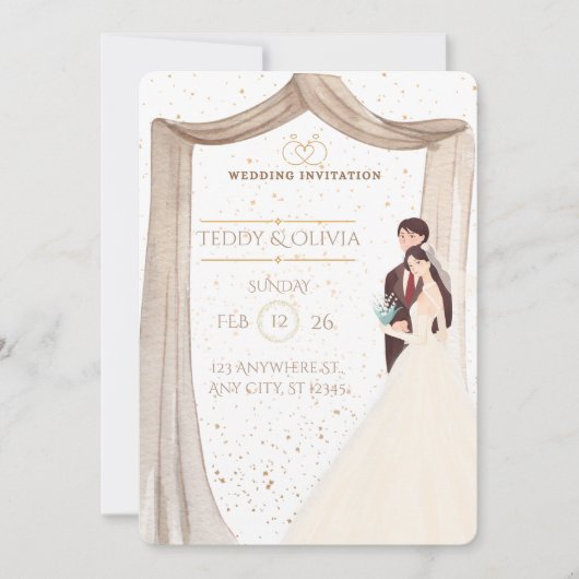 Elegant Custom Wedding Invitation - Romantic Bride (Devant)