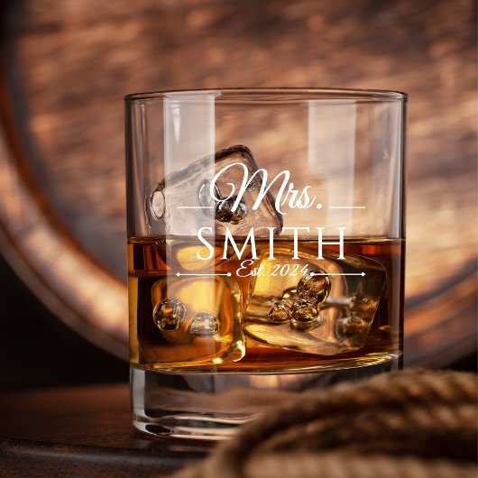Elegant Custom Wedding Name Whiskey Glas