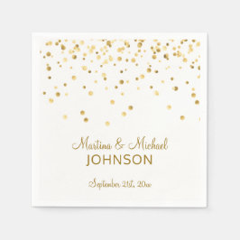 Elegant Custom White Gold Confetti Wedding Servet