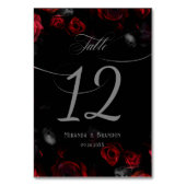 Elegant Custom Zwart en Rood Bloemen Bruiloft Kaart (Achterkant)