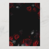 Elegant Custom Zwart en Rood Bloemen Bruiloft Menu (Achterkant)